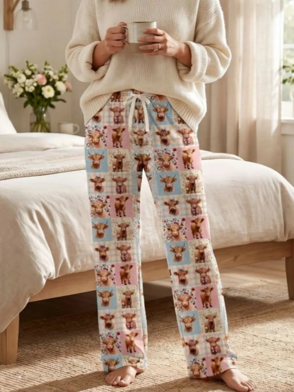 BRIEF INSANITY HIGHLAND COWS SLEEP PANTS MEDIUM NWOT